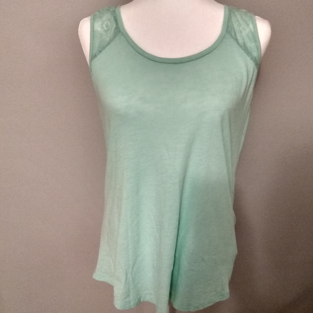 Sea Green tank, with lace
